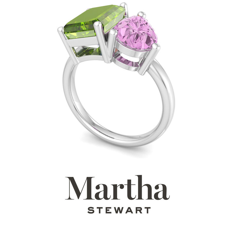 Martha Stewart 4 3/4ctw. Peridot & Pink Sapphire Two Stone Ring In Sterling Silver image number null